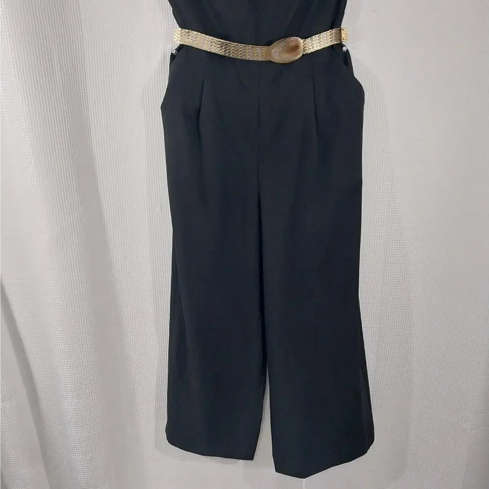BANANA REPUBLIC! LUXE BLACK ONE PIECE RUFFLED BODICE JUMPSUIT, ONESIE! SZ 6